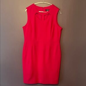 Nine West Sleeveless Solid Ponte Fuchsia Pink Keyhole Sheath Dress women’s 16